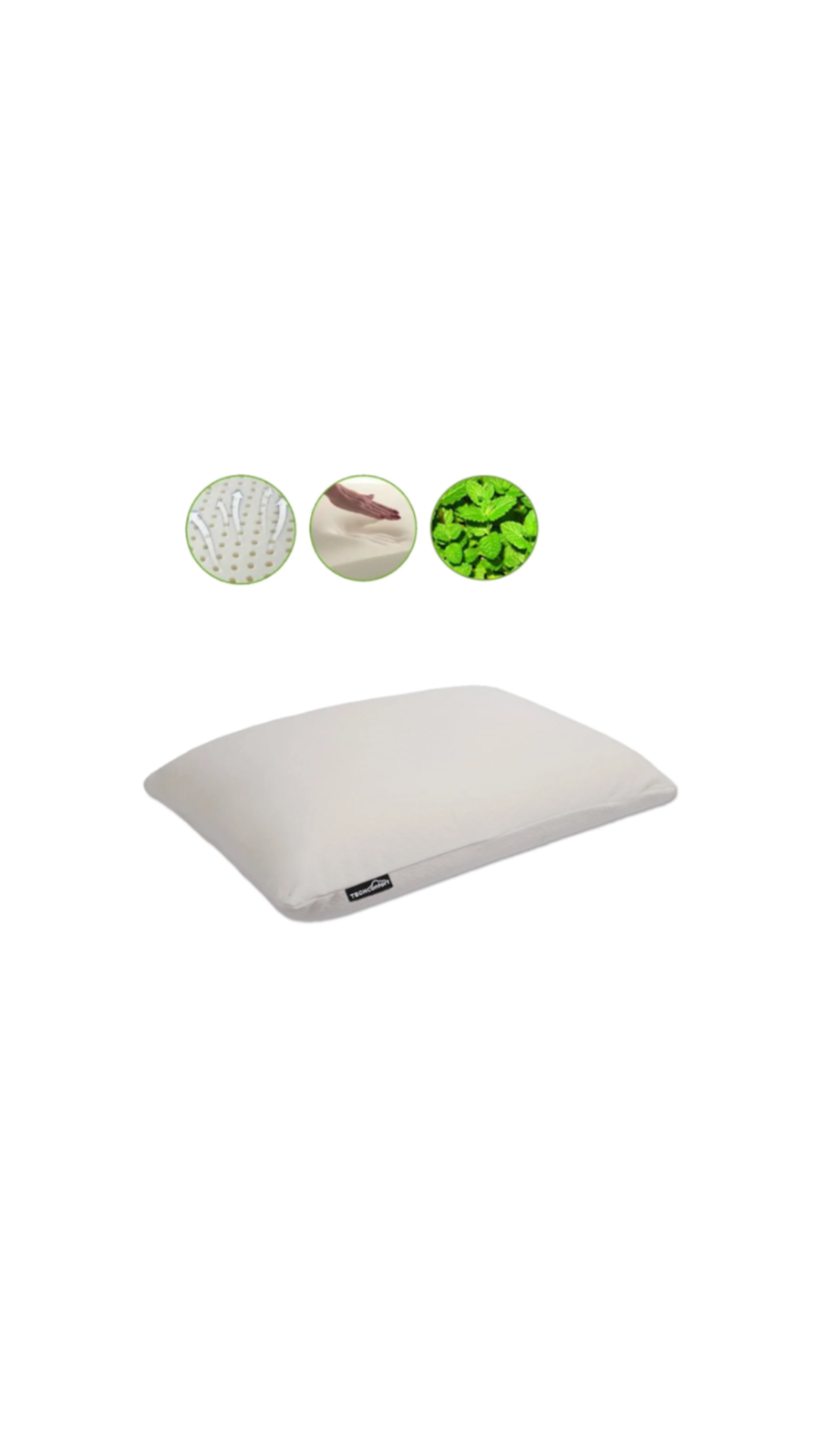 Almohada viscoelástica memory foam recubierta en Gel y aroma Menta – Tamaño Grande