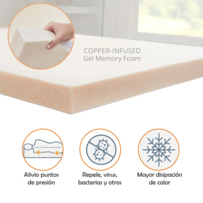 Sobrecolchón Topper Memory Foam Copper Infused 120x190