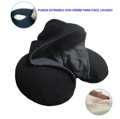 Cojín almohada Viajera para cuello con capucha en Memory Foam