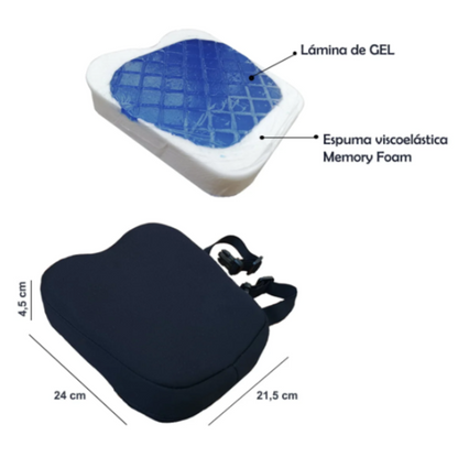 Cojín Para Motos Gel y Memory Foam - Viaje Largo tamaño Copiloto