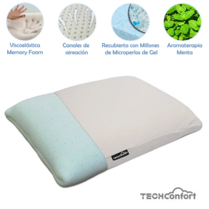 Almohada viscoelástica memory foam recubierta en Gel y aroma Menta – Tamaño Grande