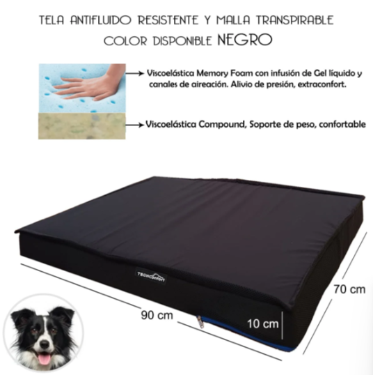 Cama mascotas Perro en Memory Foam infusión Gel y Aireación - Grande