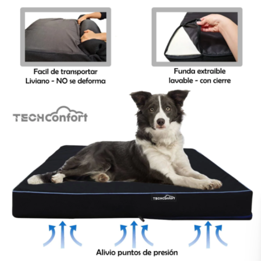 Cama mascotas Perro en Memory Foam infusión Gel y Aireación - Grande