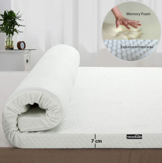 Colchoneta Memory Foam y Espuma HR Topper Dual 160x190 Queen