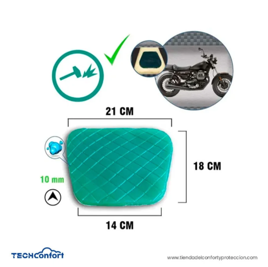 Pad De Gel Cojín De Moto Reduce Vibraciones 21 Cm X 18 Cm