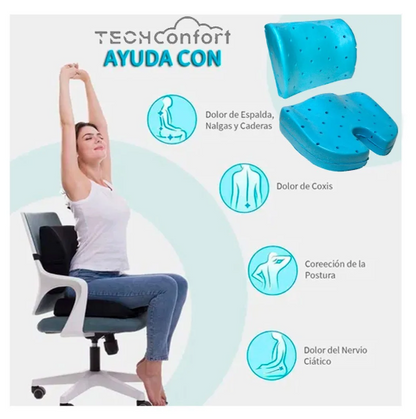 Cojin Coxis y Soporte Lumbar viscoelástica MemoryGEL con canales aireación