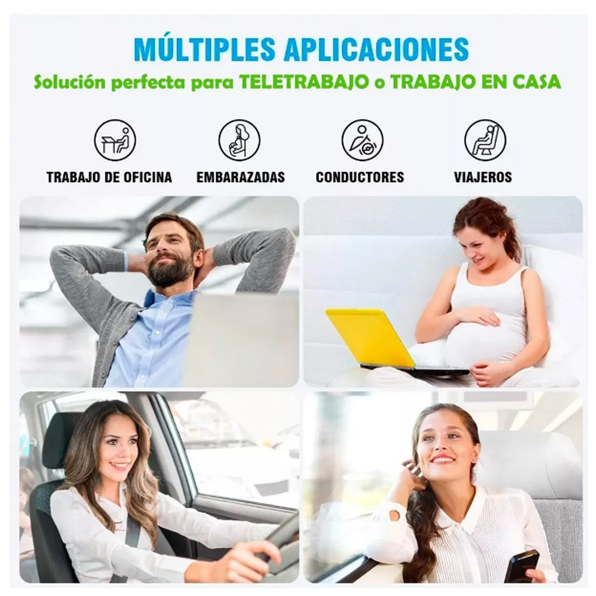 Cojin Coxis y Soporte Lumbar viscoelástica MemoryGEL con canales aireación